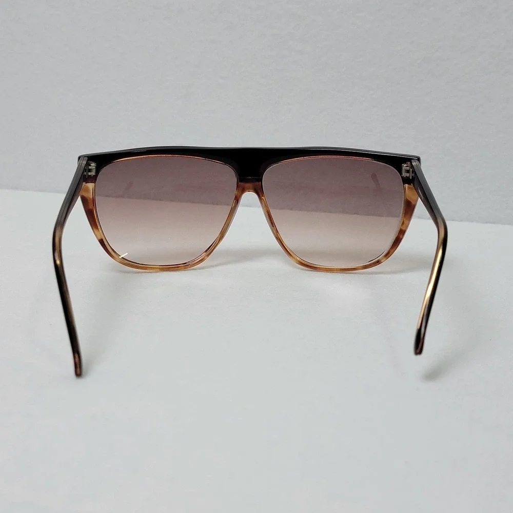 Vintage 1980s Oversized Sunglasses Black Flat Top Brow Tortoise Shell Taiwan ROC